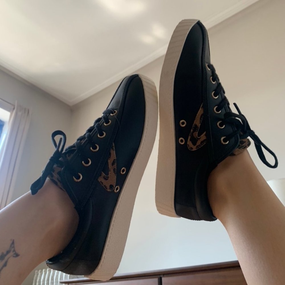 Black Leather Tretorn Sneakers